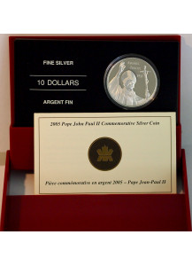 Canada 2005 Papa Giovanni Paolo II 10 Dollari argento fondo specchio